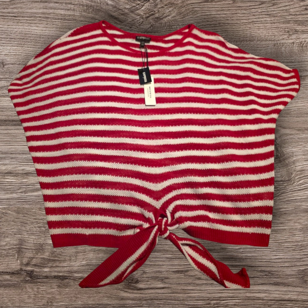 Express Red and White Striped Sweater